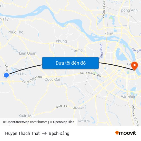 Huyện Thạch Thất to Bạch Đằng map