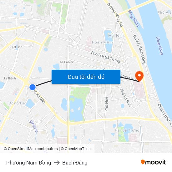 Phường Nam Đồng to Bạch Đằng map