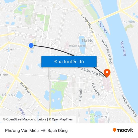 Phường Văn Miếu to Bạch Đằng map