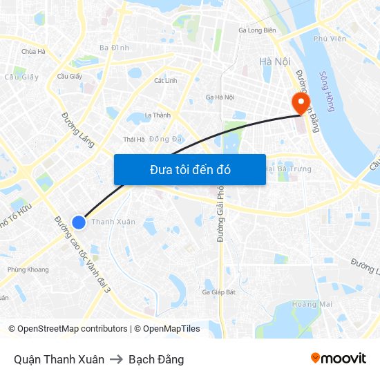 Quận Thanh Xuân to Bạch Đằng map