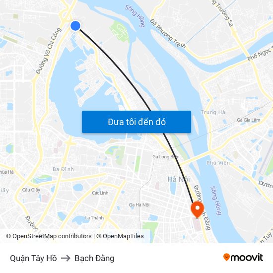 Quận Tây Hồ to Bạch Đằng map