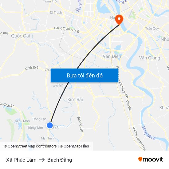 Xã Phúc Lâm to Bạch Đằng map