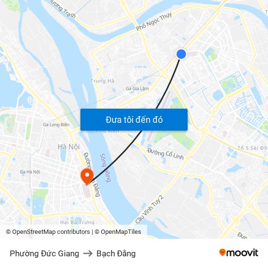 Phường Đức Giang to Bạch Đằng map