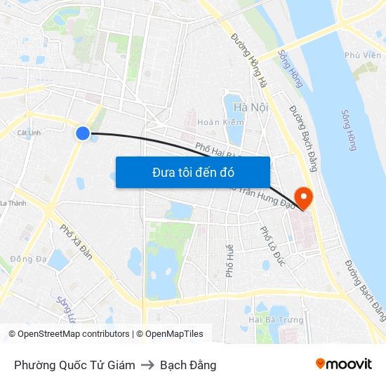 Phường Quốc Tử Giám to Bạch Đằng map