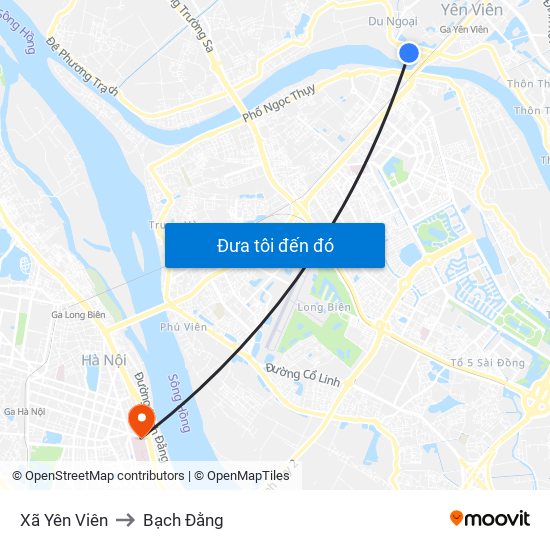 Xã Yên Viên to Bạch Đằng map