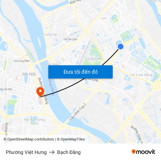 Phường Việt Hưng to Bạch Đằng map