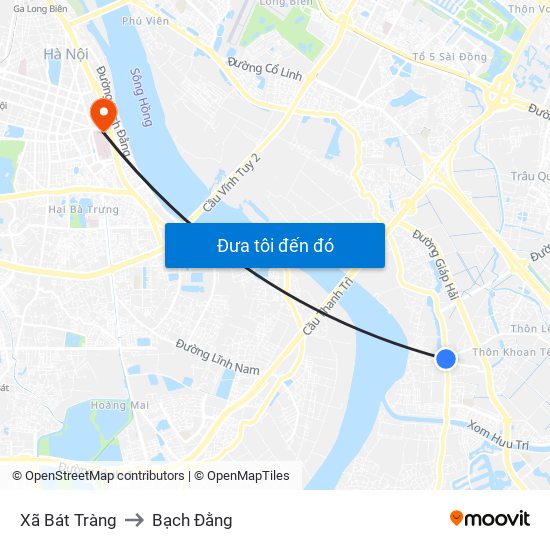 Xã Bát Tràng to Bạch Đằng map