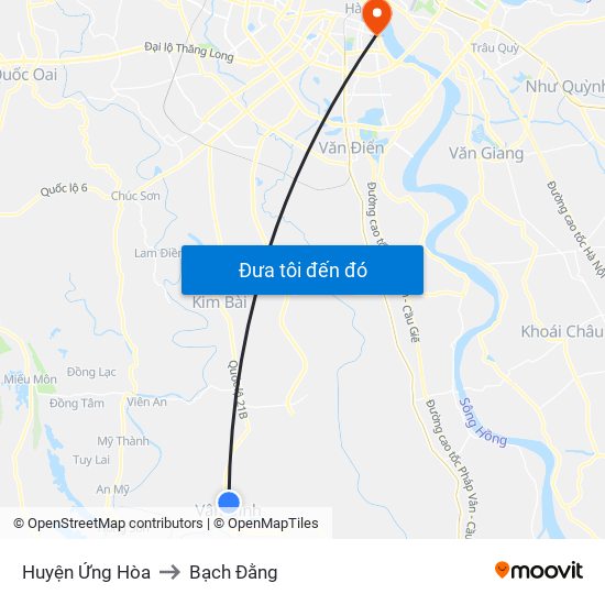 Huyện Ứng Hòa to Bạch Đằng map