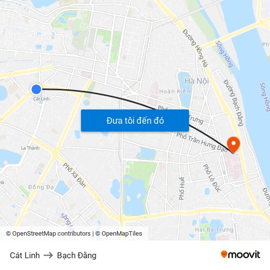 Cát Linh to Bạch Đằng map