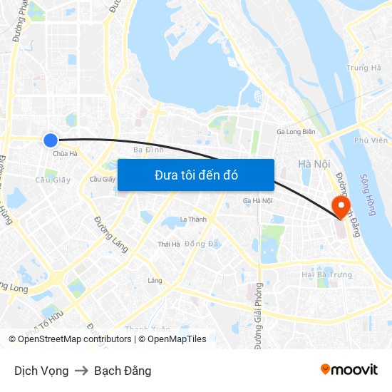 Dịch Vọng to Bạch Đằng map