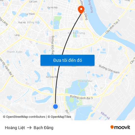Hoàng Liệt to Bạch Đằng map