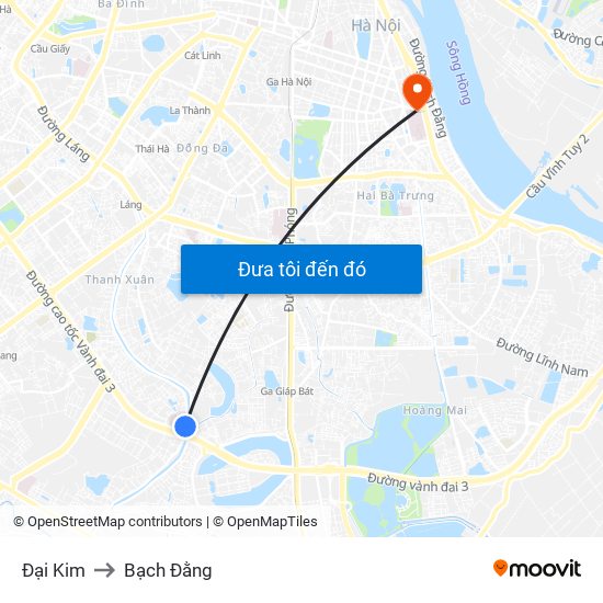 Đại Kim to Bạch Đằng map