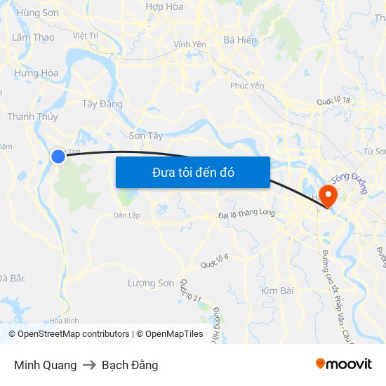 Minh Quang to Bạch Đằng map