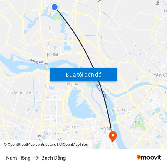 Nam Hồng to Bạch Đằng map