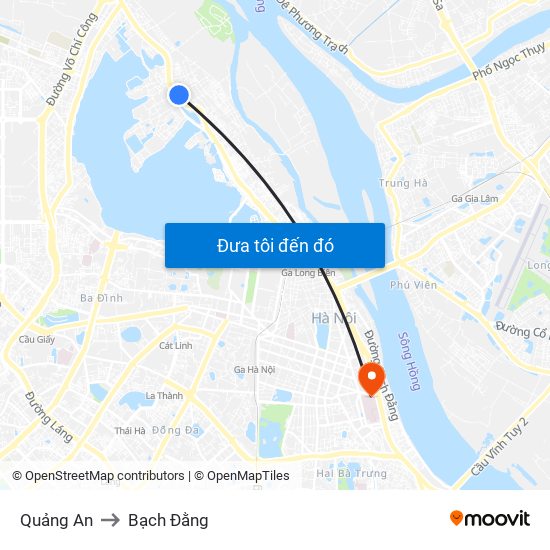 Quảng An to Bạch Đằng map