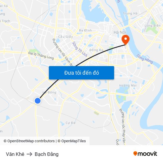 Văn Khê to Bạch Đằng map