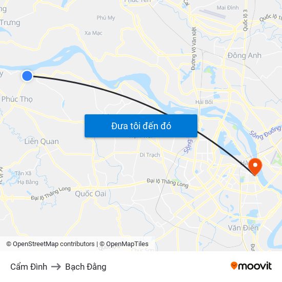 Cẩm Đình to Bạch Đằng map