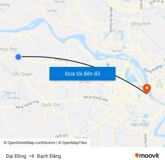 Đại Đồng to Bạch Đằng map