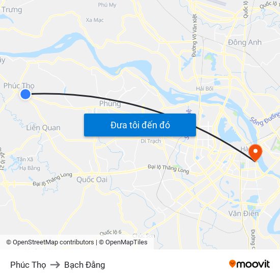 Phúc Thọ to Bạch Đằng map