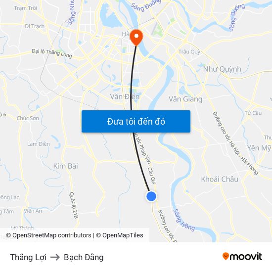 Thắng Lợi to Bạch Đằng map