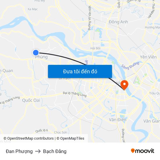 Đan Phượng to Bạch Đằng map