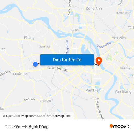 Tiền Yên to Bạch Đằng map