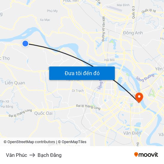 Vân Phúc to Bạch Đằng map