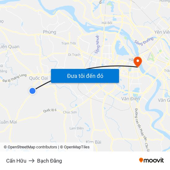 Cấn Hữu to Bạch Đằng map