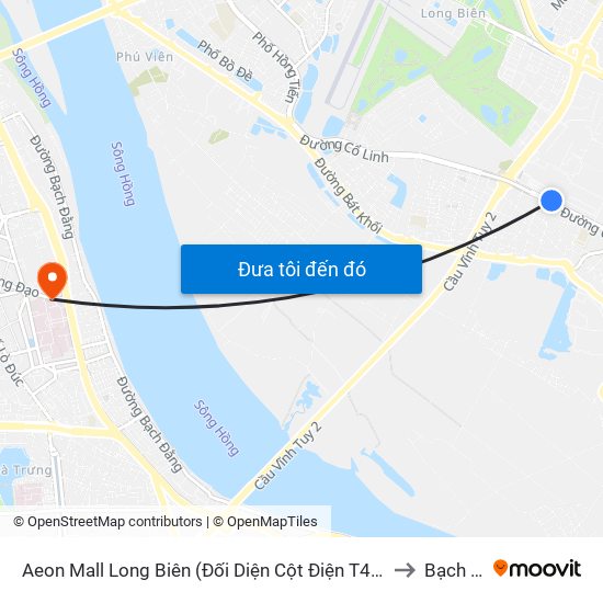 Aeon Mall Long Biên (Đối Diện Cột Điện T4a/2a-B Đường Cổ Linh) to Bạch Đằng map