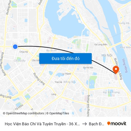 Học Viện Báo Chí Và Tuyên Truyền - 36 Xuân Thủy to Bạch Đằng map