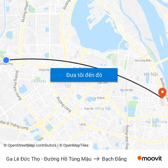 Ga Lê Đức Thọ - Đường Hồ Tùng Mậu to Bạch Đằng map