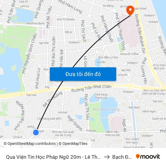 Qua Viện Tin Học Pháp Ngữ 20m - Lê Thanh Nghị to Bạch Đằng map