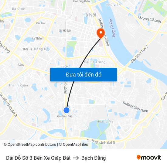 Dải Đỗ Số 3 Bến Xe Giáp Bát to Bạch Đằng map