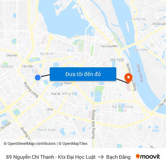 89 Nguyễn Chí Thanh - Ktx Đại Học Luật to Bạch Đằng map