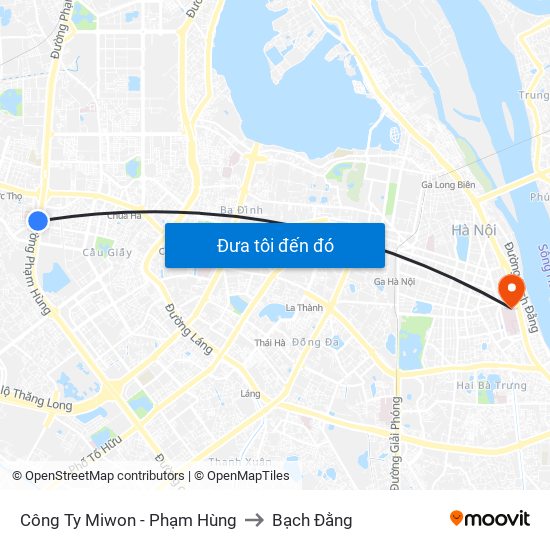 Công Ty Miwon - Phạm Hùng to Bạch Đằng map