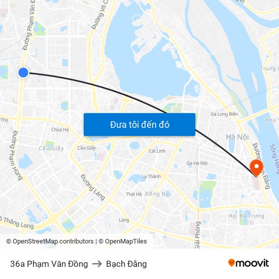 36a Phạm Văn Đồng to Bạch Đằng map