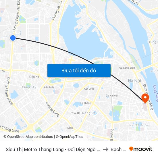 Siêu Thị Metro Thăng Long - Đối Diện Ngõ 599 Phạm Văn Đồng to Bạch Đằng map