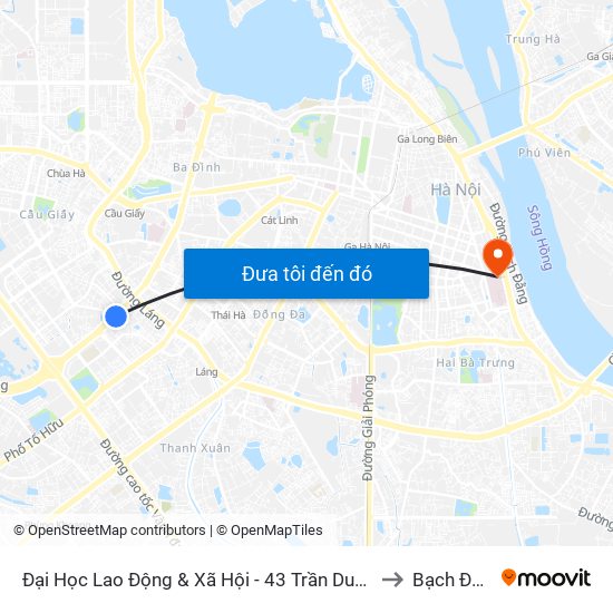 Đại Học Lao Động & Xã Hội - 43 Trần Duy Hưng to Bạch Đằng map