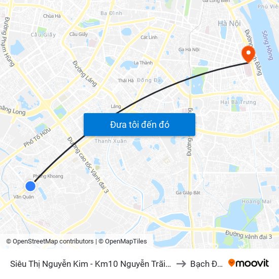 Siêu Thị Nguyễn Kim - Km10 Nguyễn Trãi (Hà Đông) to Bạch Đằng map