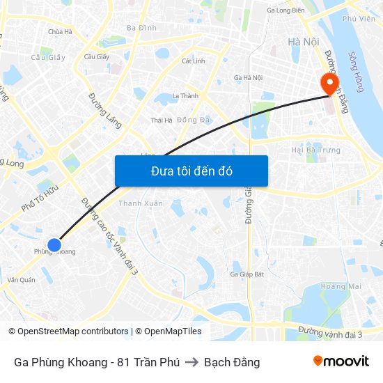 Ga Phùng Khoang - 81 Trần Phú to Bạch Đằng map