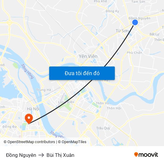 Đồng Nguyên to Bùi Thị Xuân map