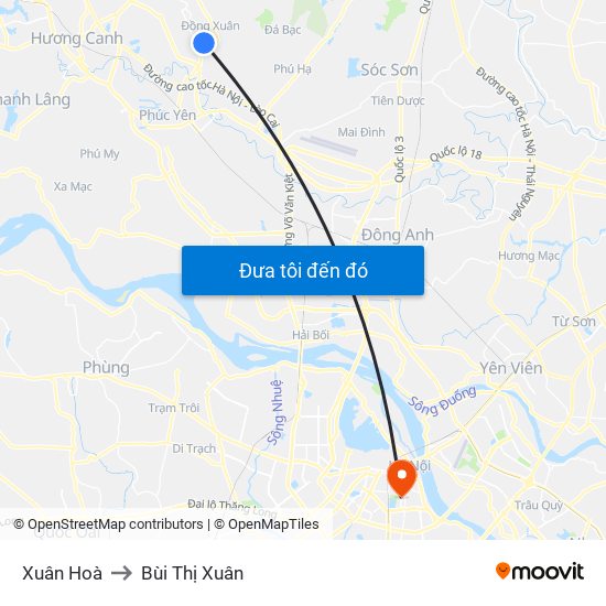 Xuân Hoà to Bùi Thị Xuân map