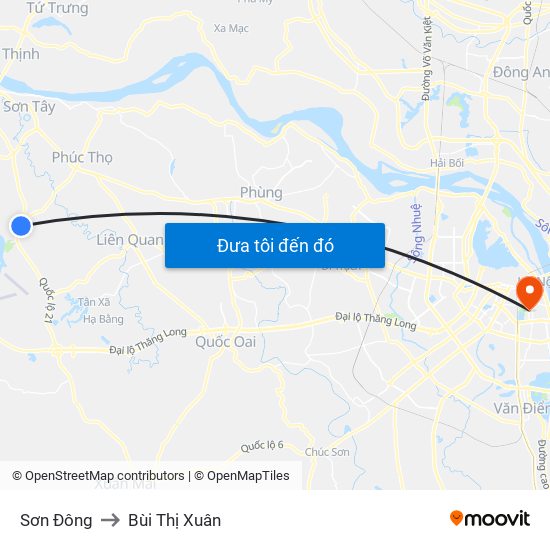 Sơn Đông to Bùi Thị Xuân map