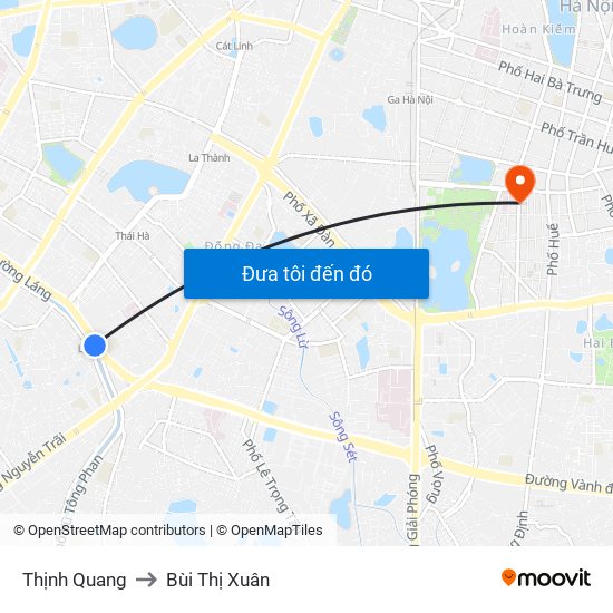 Thịnh Quang to Bùi Thị Xuân map