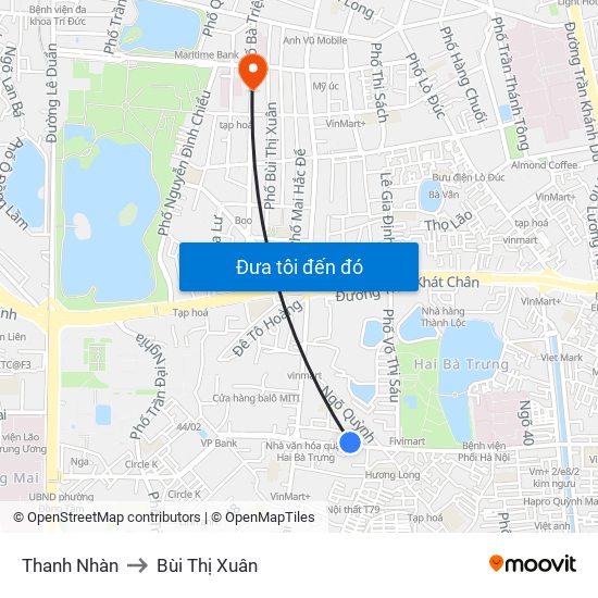 Thanh Nhàn to Bùi Thị Xuân map
