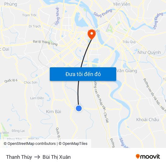 Thanh Thùy to Bùi Thị Xuân map