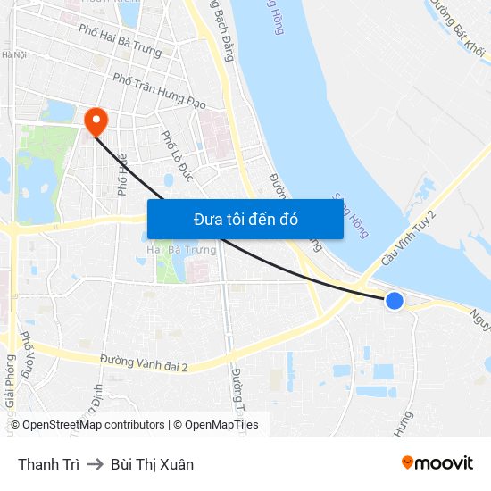 Thanh Trì to Bùi Thị Xuân map