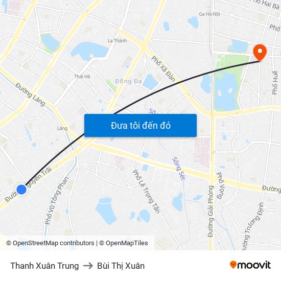 Thanh Xuân Trung to Bùi Thị Xuân map