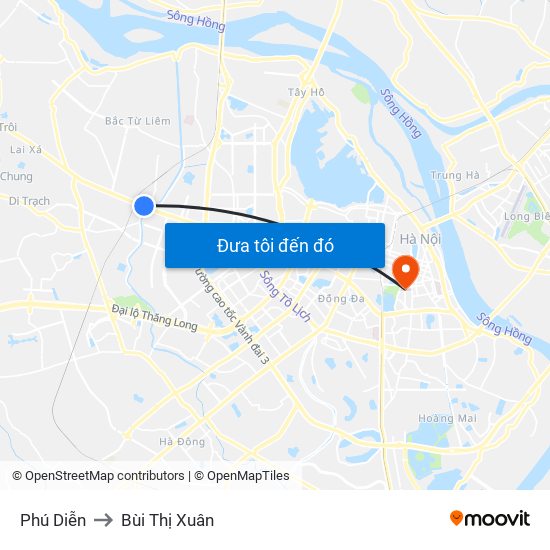 Phú Diễn to Bùi Thị Xuân map