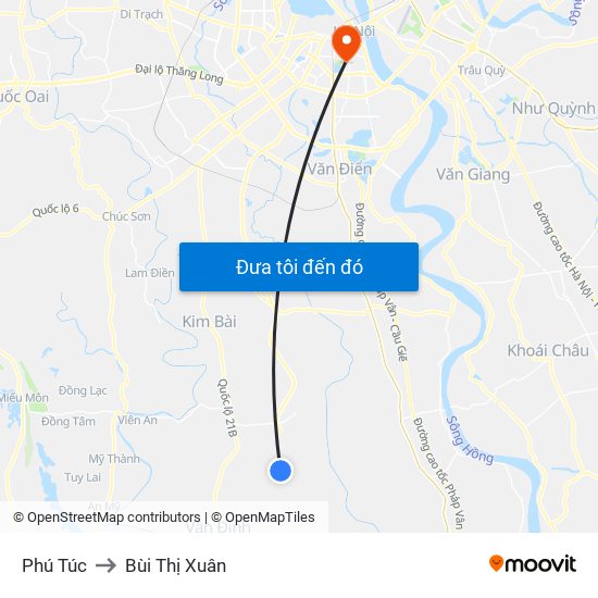 Phú Túc to Bùi Thị Xuân map